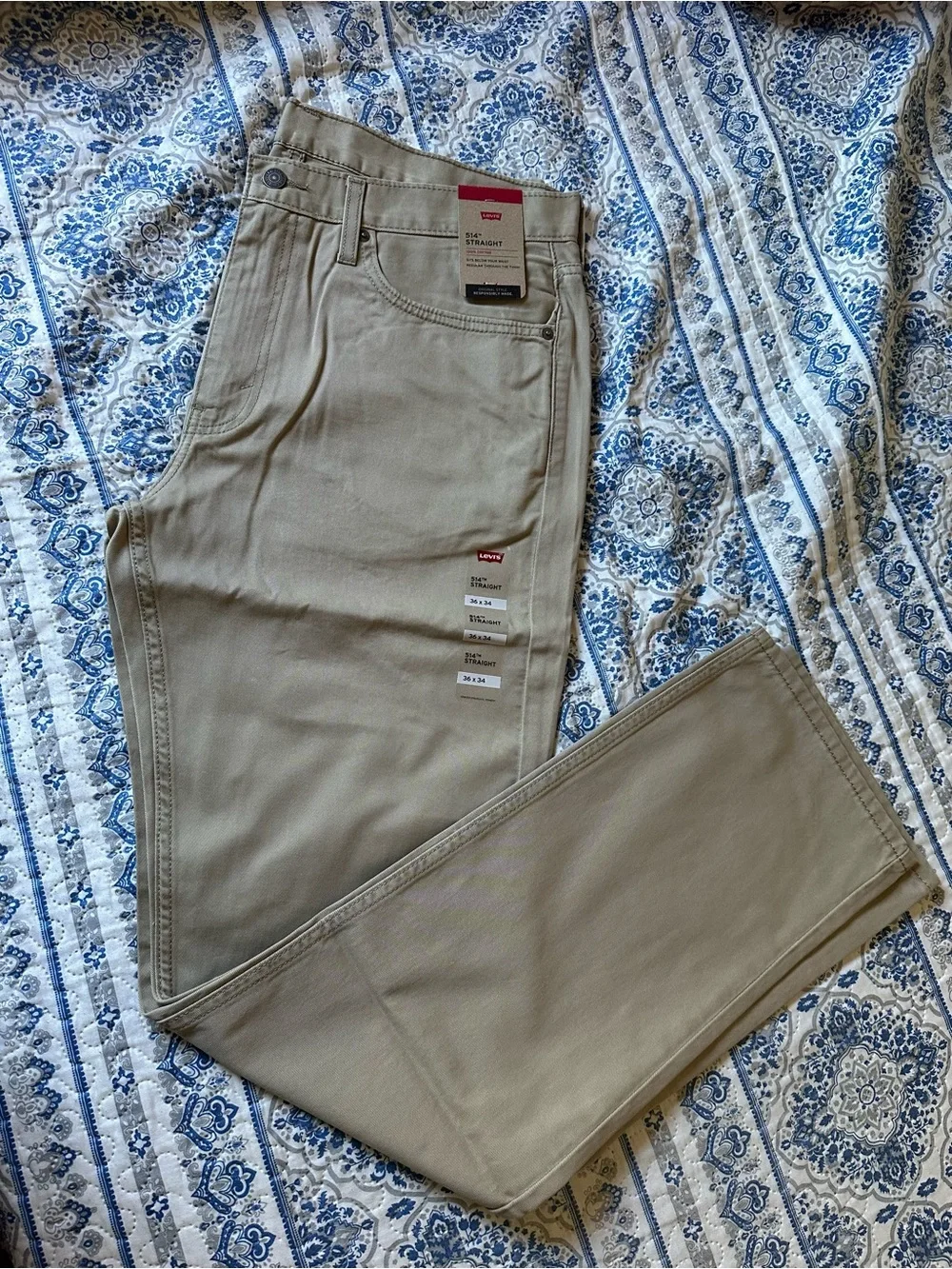 levi’s 514 Straight Leg Men's Jeans Khaki 36x34